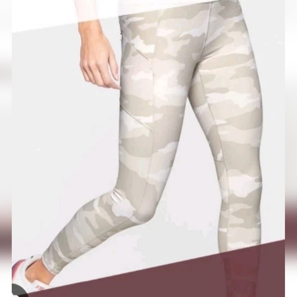 Athleta Run With It Elation‎ 7/8 Tight Womens M Taupe/Beige Camo Pants Leggings